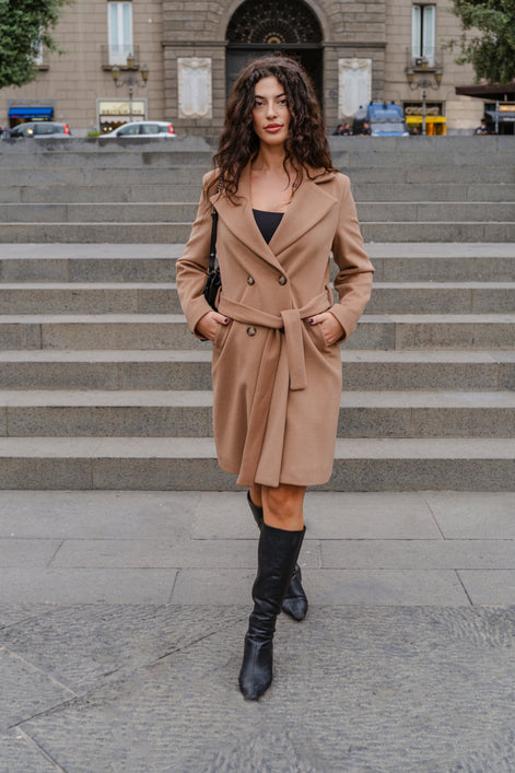 CAPPOTTO A DOPPIO PETTO CON CINTURA