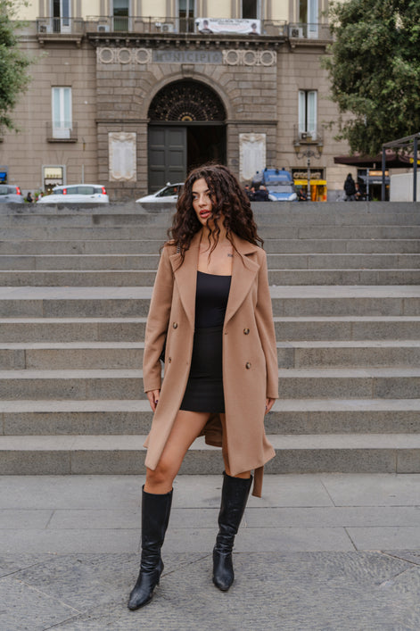 CAPPOTTO A DOPPIO PETTO CON CINTURA