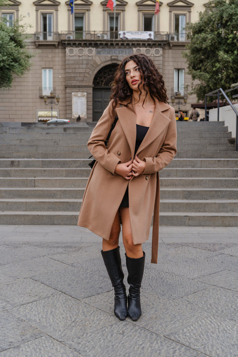 CAPPOTTO A DOPPIO PETTO CON CINTURA