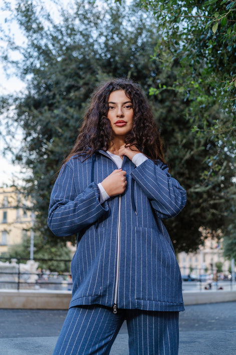 Completo gessato in felpa