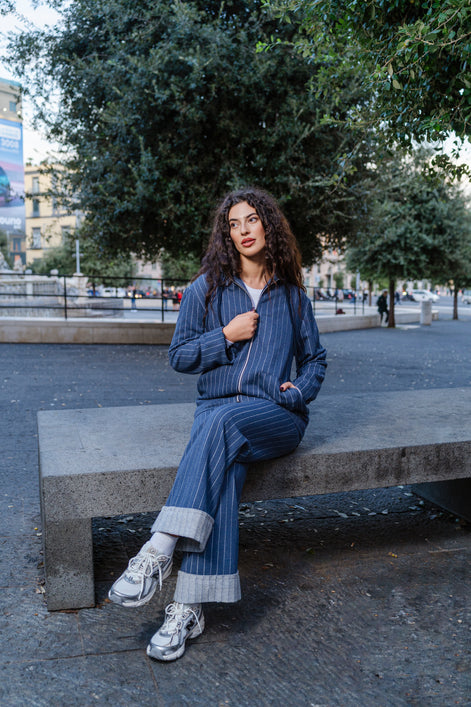 Completo gessato in felpa